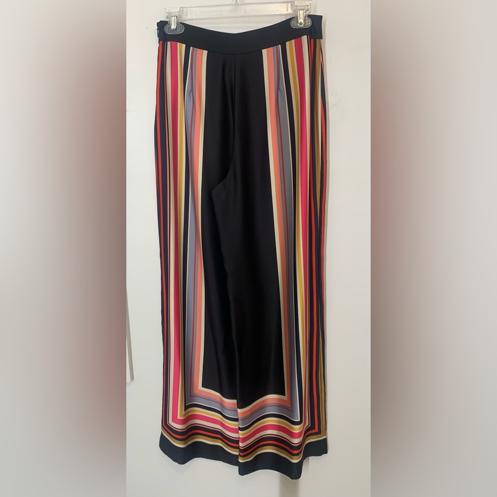 Trina Turk Long Weekend Pant, multi stripe on side, Size 0